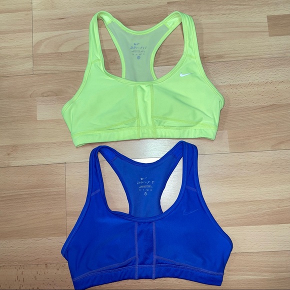 Nike Other - 2 Nike Dri-Fit Medium Support Bras Blue and Yellow Size XS